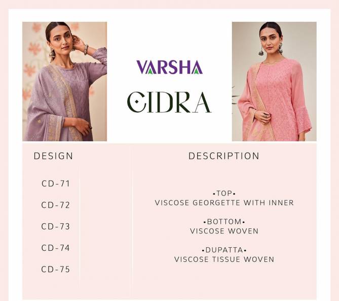 Varsha Cidra Heavy Designer Festive Wear Wholesale Georgette Salwar Suits